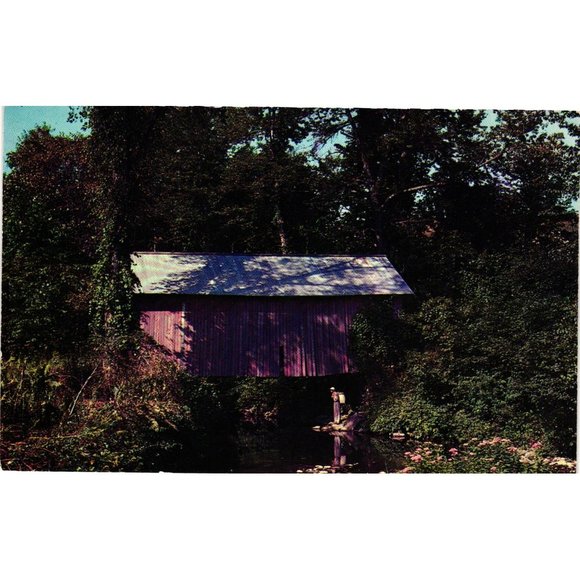 Old Covered Bridge Postcard Travel Souvenir Unposted South Randolph Vermont - Picture 1 of 2